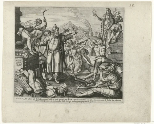 Vernietiging van de afgodsbeelden van Baäl by Unknown, print, 1547-1612