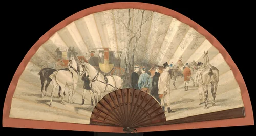 Fan: The Races at La Marche by John Lewis Brown, print, 1885