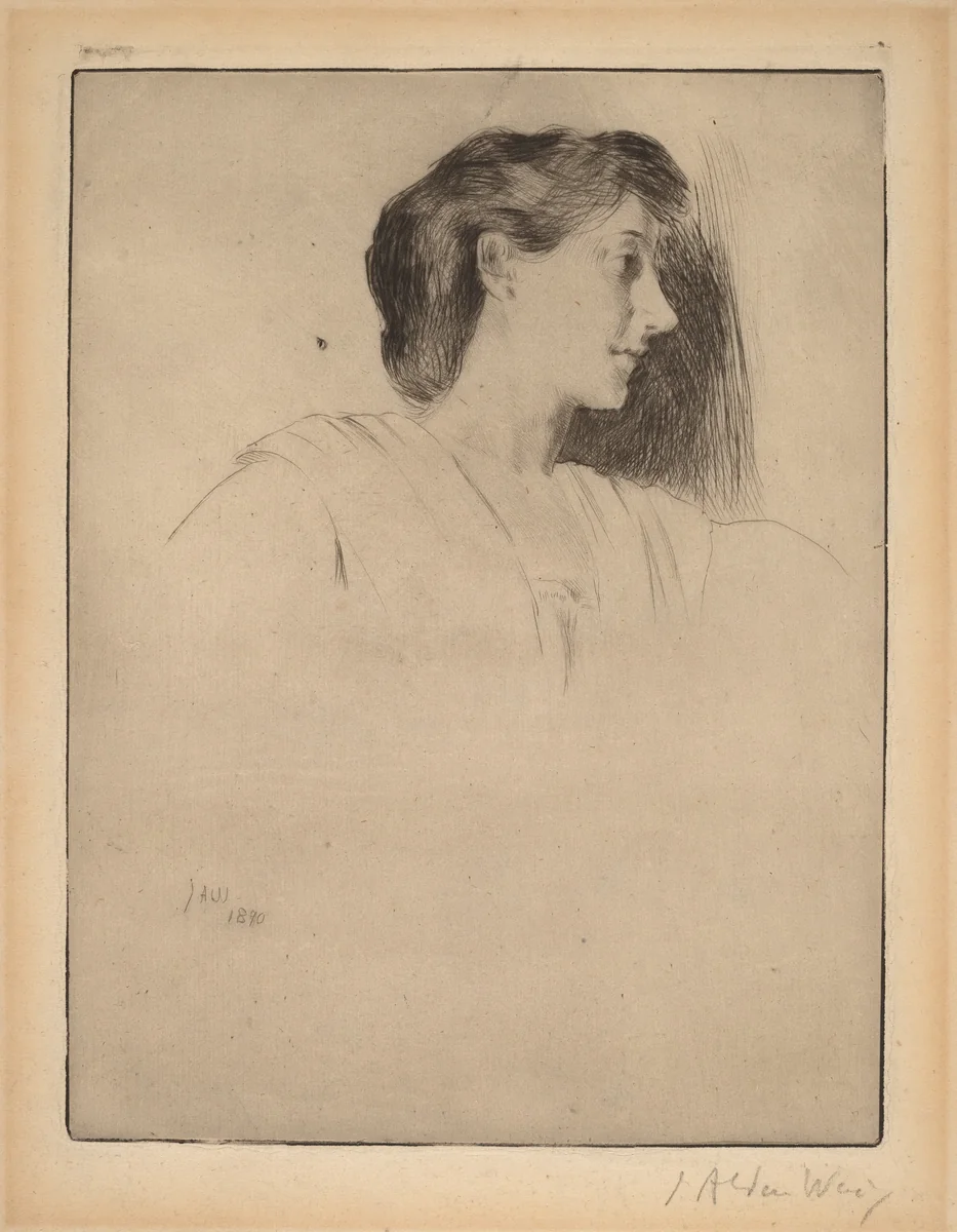 Profile Head of a Woman by Julian Alden Weir, print, 1890