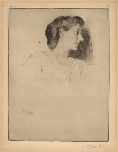 Profile Head of a Woman by Julian Alden Weir, print, 1890