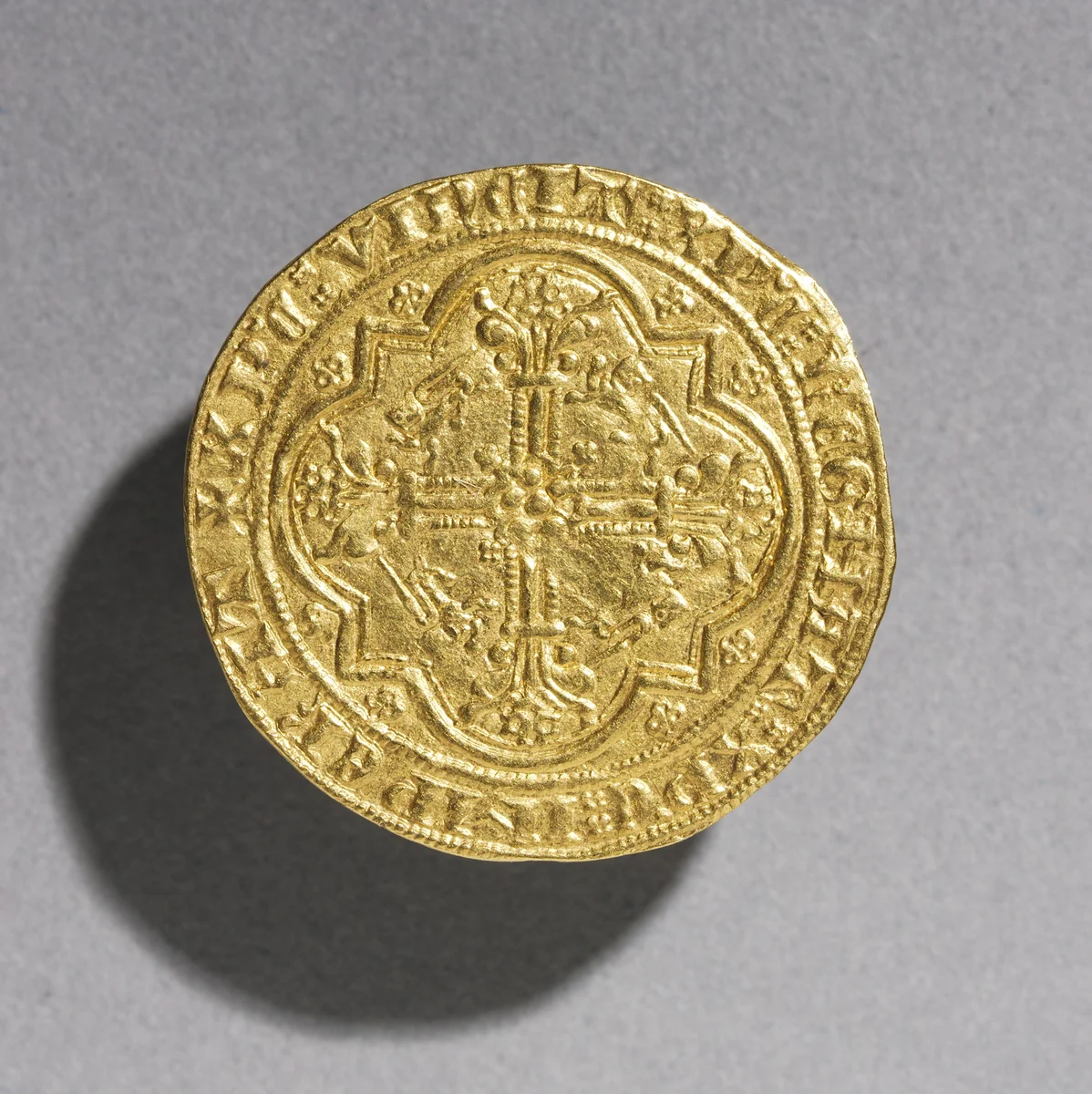 Leopard d'Or of Edward III of England (reverse) by Unknown, metalwork, 1327-1377