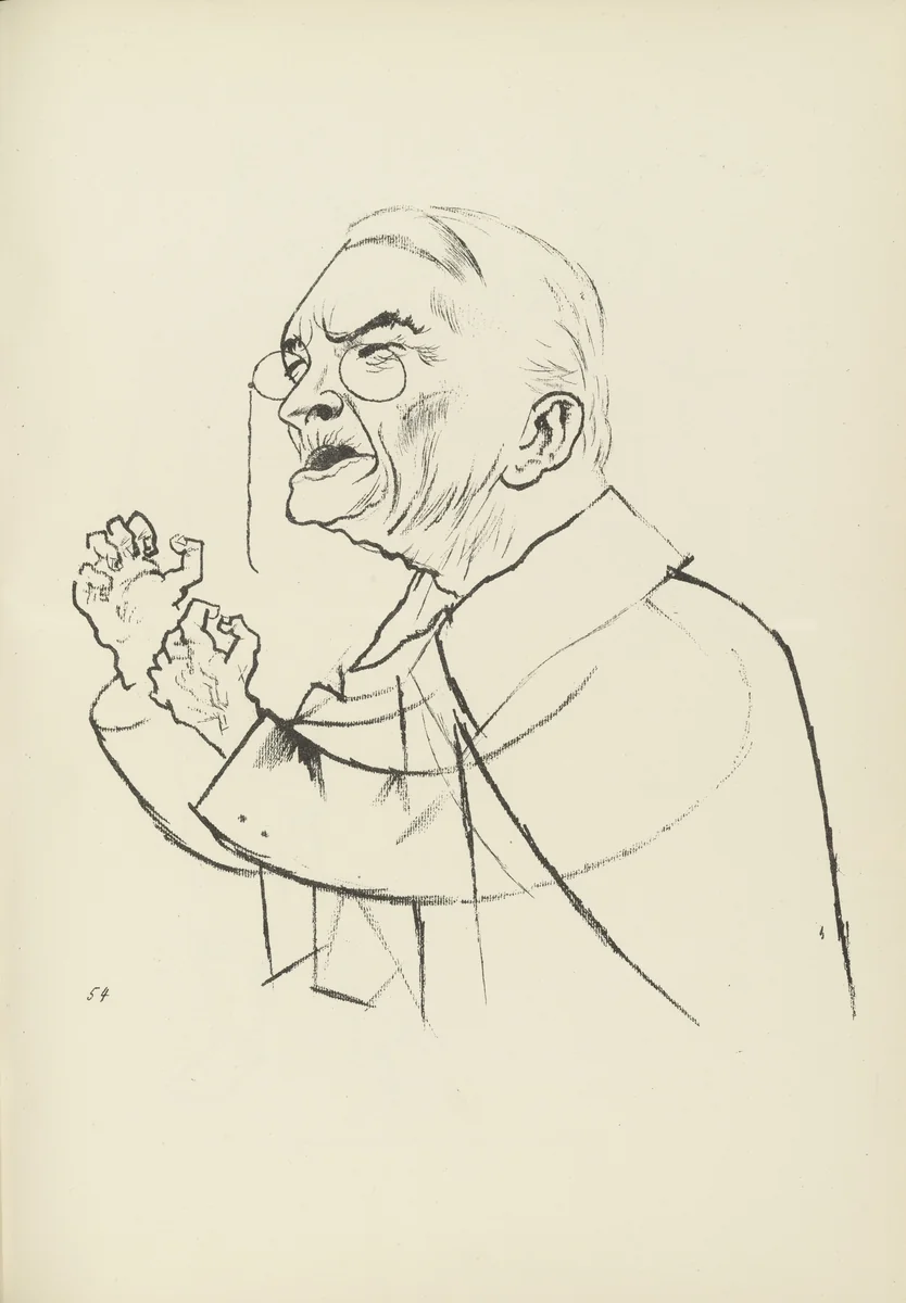 Ledebour (plate, folio 67) from Ecce Homo by George Grosz, illustrated book, 1922