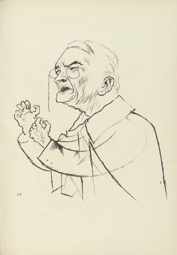 Ledebour (plate, folio 67) from Ecce Homo by George Grosz, illustrated book, 1922