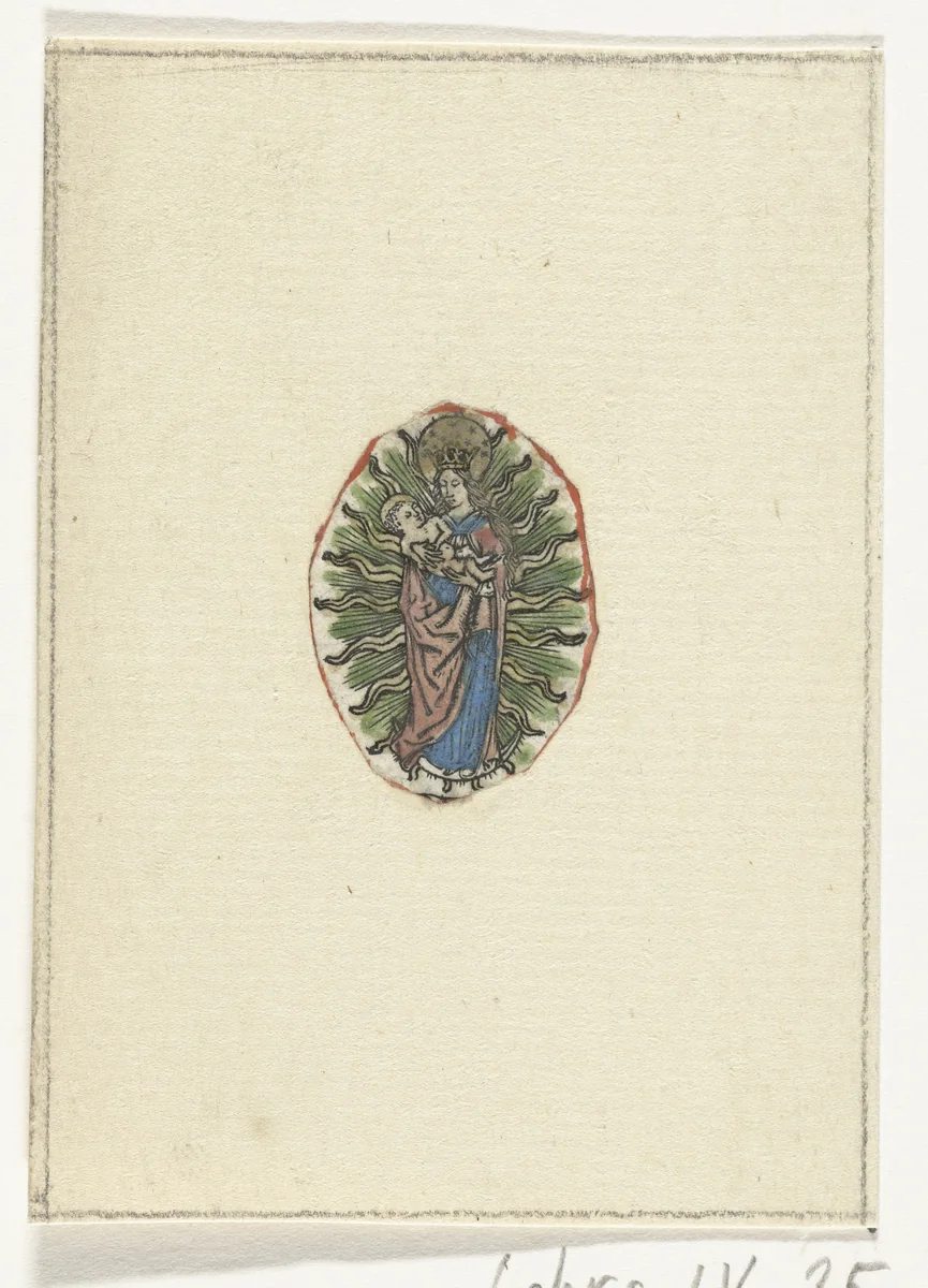 Madonna op de maansikkel by anonymous, print, 1400-1500