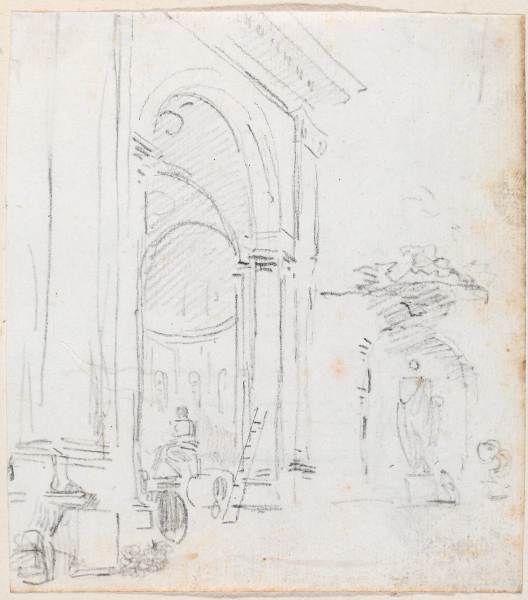 Monumental Arch by Hubert Robert, drawing, 1754-1765