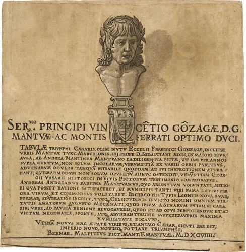 The Triumph of Julius Caesar: Title Page by Andrea Andreani
Andrea Mantegna, print, 1599