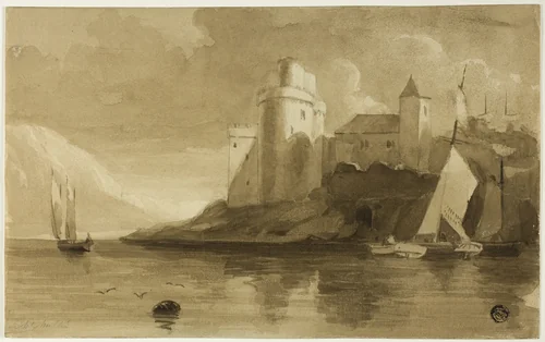 Castle on Lake by Unknown Artist, drawing, 1800-1899