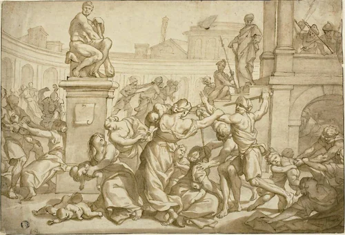 Massacre of the Innocents by Domenico Piola, drawing, 1647-1703