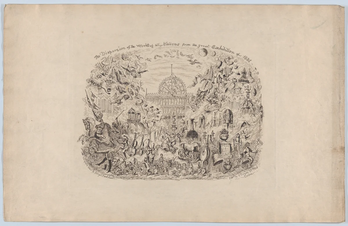 The Dispersion of the Works of all Nations from the Great Exhibition of 1851 by George Cruikshank, print, 1851