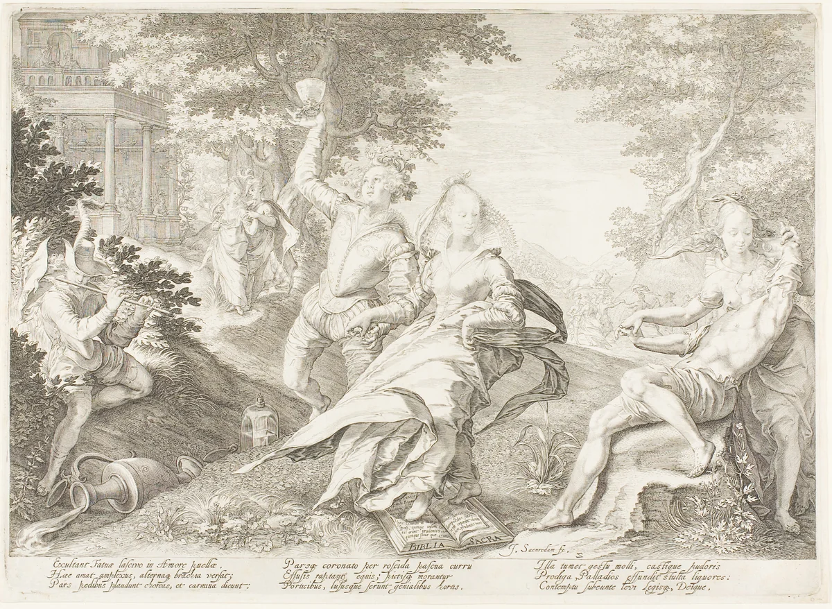 Plate Two, from Five Wise and Five Foolish Virgins by Jan Saenredam, print, 1606