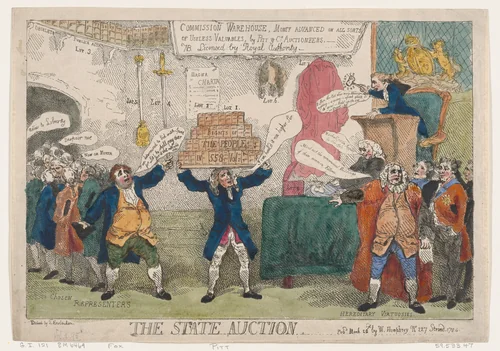 The State Auction by Thomas Rowlandson, print, 1784