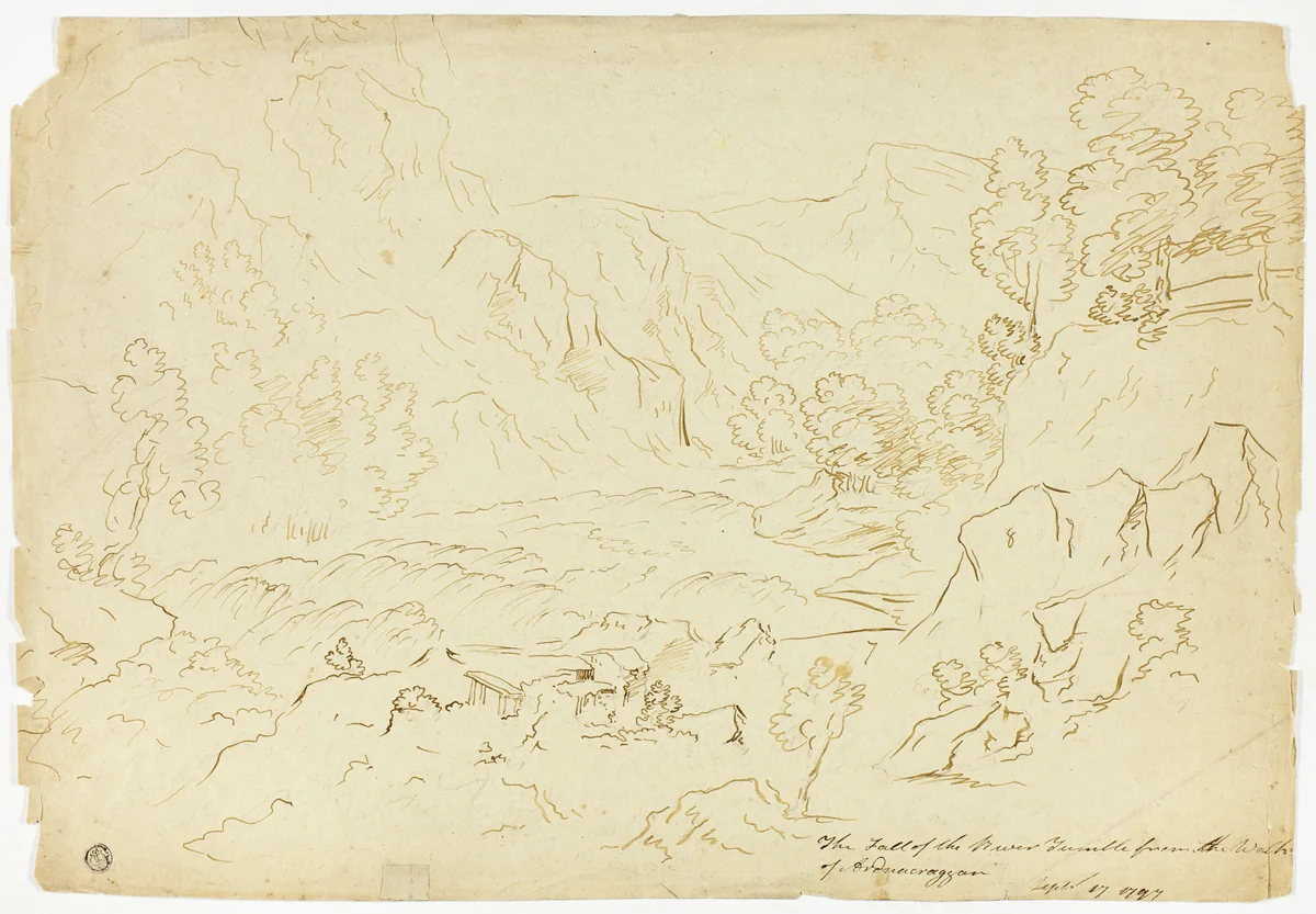 The Fall of the River Tumble (recto); View of Fastraly (verso) by Joseph Mallord William Turner, drawing, 1797