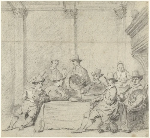 Regents of the Amsterdam Nieuwe Zijds Huiszittenhuis by Jacob Adriaensz Backer, drawing, 1640-1651
