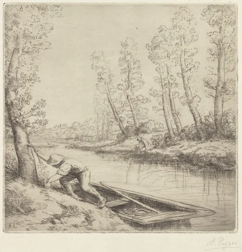 Morning along the River (La matin sur la riviere) by Alphonse Legros, print, 1837-1911