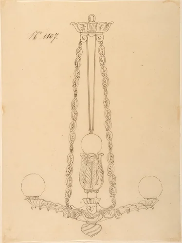 Design for a Chandelier by anonymous, drawing, 1800-1899