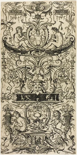 Ornamental Panel: Victoria Augusta by Nicoletto da Modena, print, 1502-1512