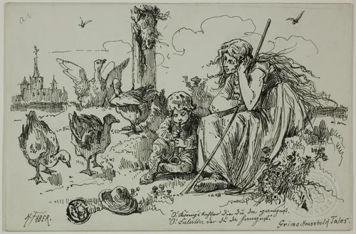 Episode from Grimm's Fairy Tales by Harmon Faber, drawing, 1800-1899