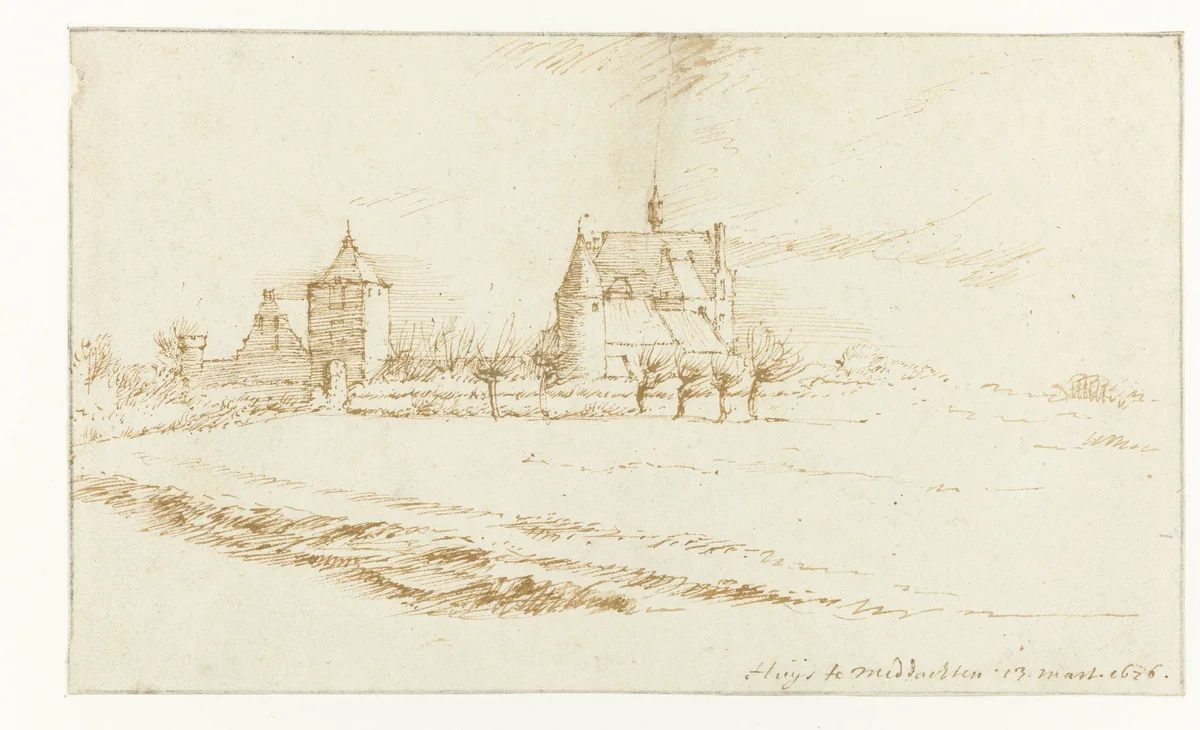 Huis te Middachten by Constantijn Huygens, drawing, 1676