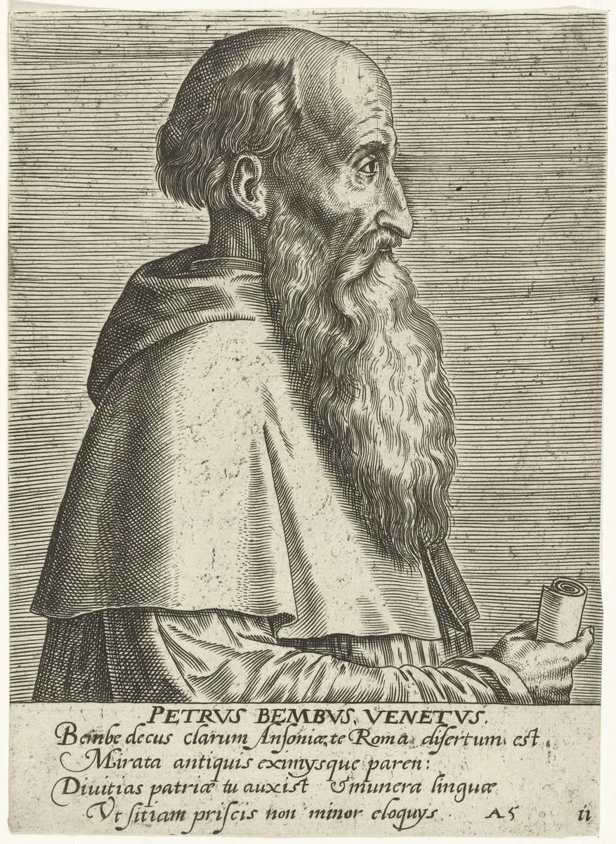 Portret van Pietro Bembo by anonymous, print, 1572-1612