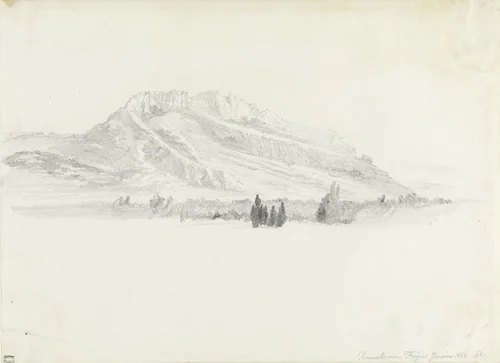 Gezicht bij Roquebrune, Fréjus by Adrien Dauzats, drawing, 1862