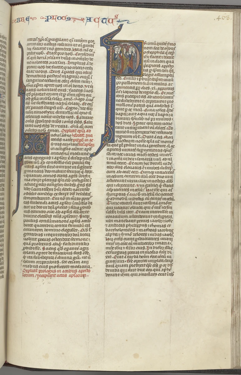 74. Fol. 463r, Acts, historiated initial P, the Ascension by Unknown, book, 1270-1300
