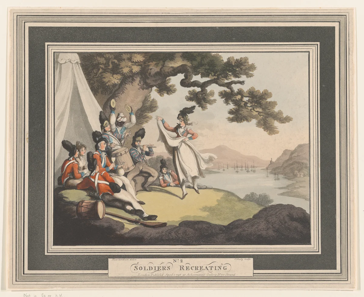 Soldiers Recreating by Heinrich Joseph Schütz, print, 1798