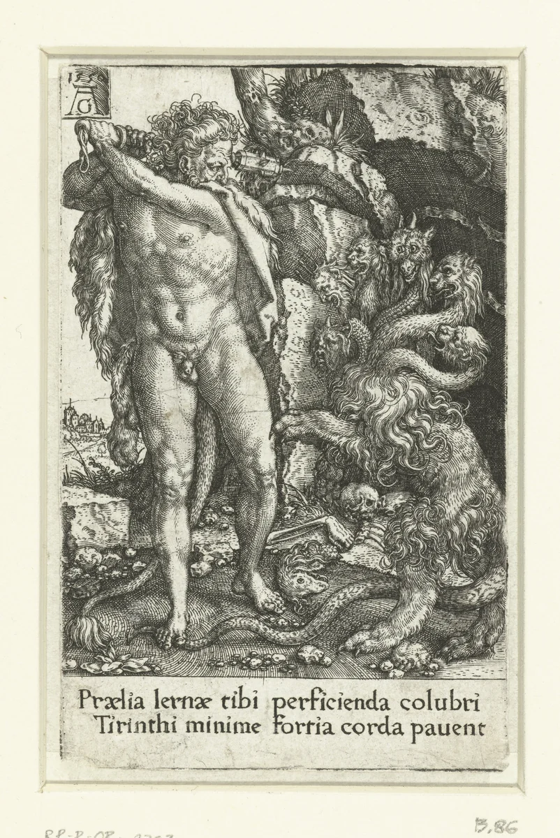 Hercules Slaying the Lernean Hydra by Unknown, print, 1550