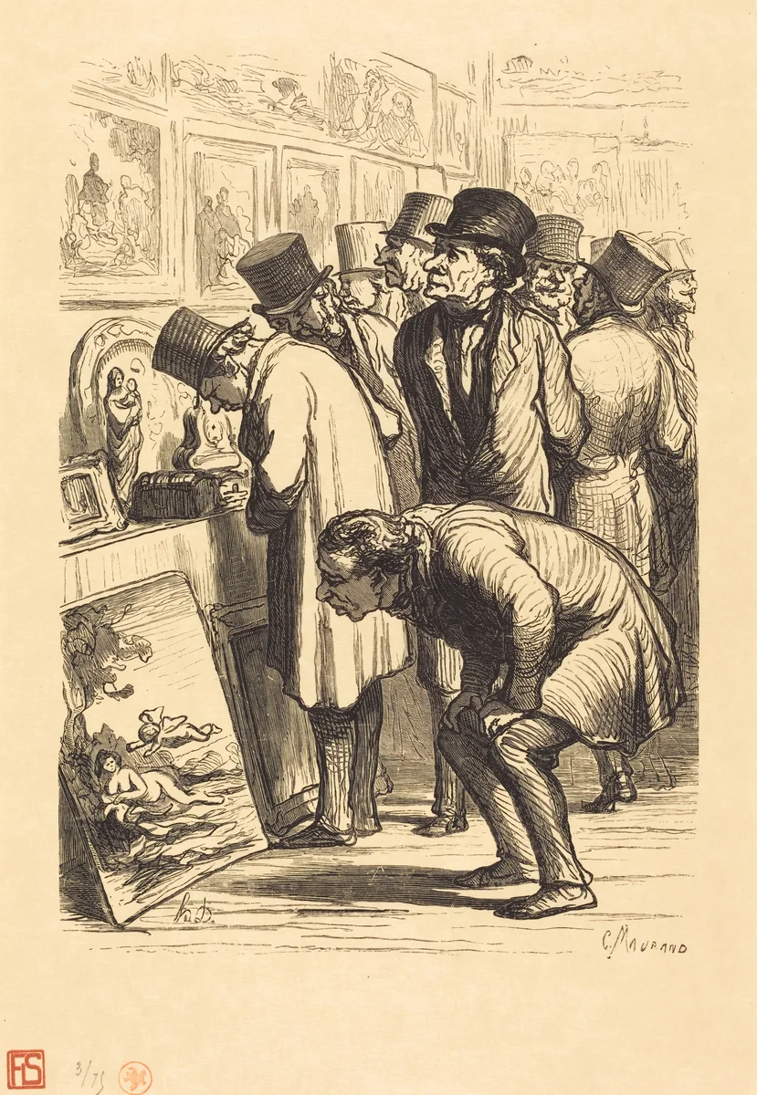 Une Salle de l'hotel Drouot un jour d'exposition by Charles Maurand; Honoré Daumier, portfolio, 1862