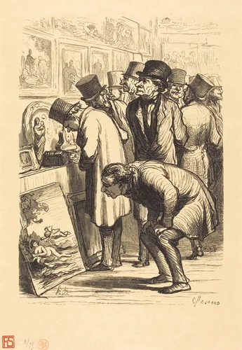 Une Salle de l'hotel Drouot un jour d'exposition by Charles Maurand; Honoré Daumier, portfolio, 1862