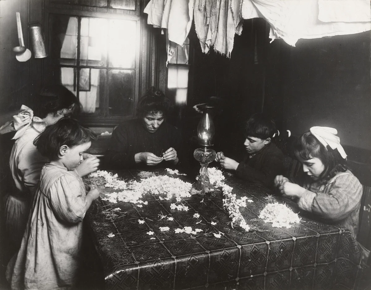 Making Flowers in a Slum Home by Lewis Wickes Hine, photograph, 1908