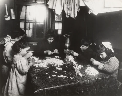 Making Flowers in a Slum Home by Lewis Wickes Hine, photograph, 1908