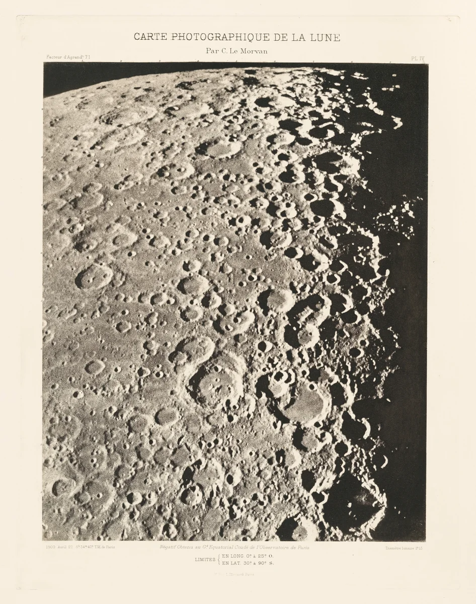 Carte photographique de la lune, planche IV (Photographic Chart of the Moon, plate IV) by Charles Le Morvan, photograph, 1909