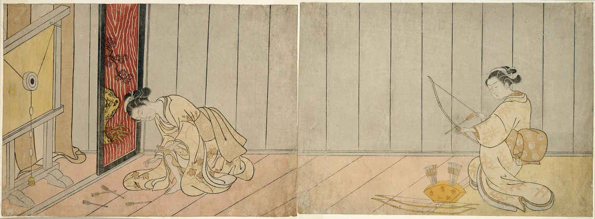 The Archery Gallery by Suzuki Harunobu (鈴木春信), print, 1760-1770