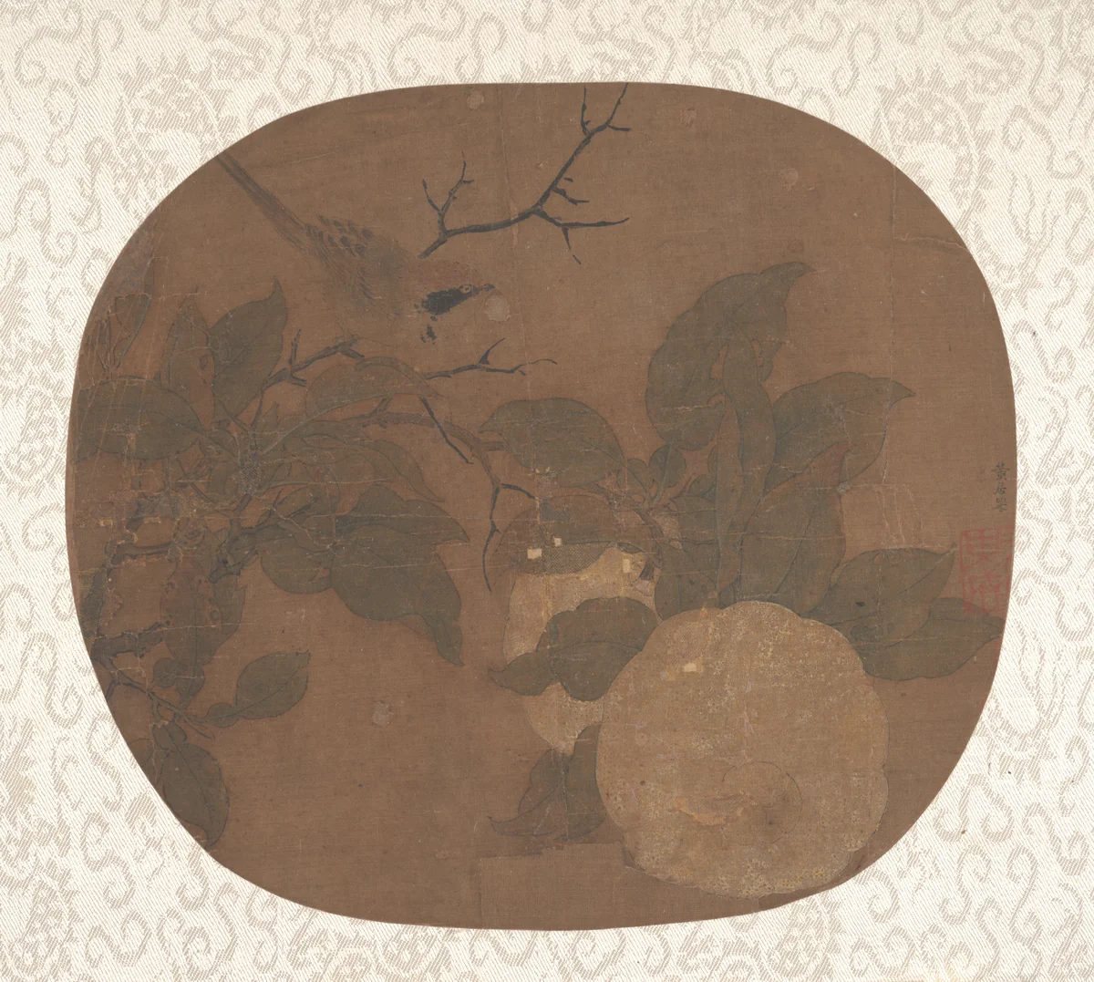 Bird on a Camellia Branch by Unidentified Artist, painting, 990-1010