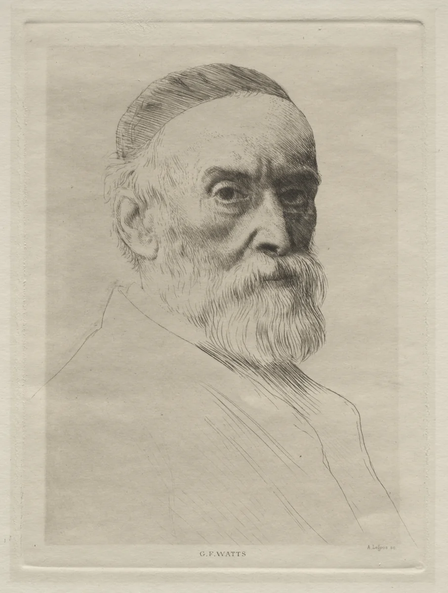 Portrait of George Frederic Watts by Alphonse Legros, print, 1879