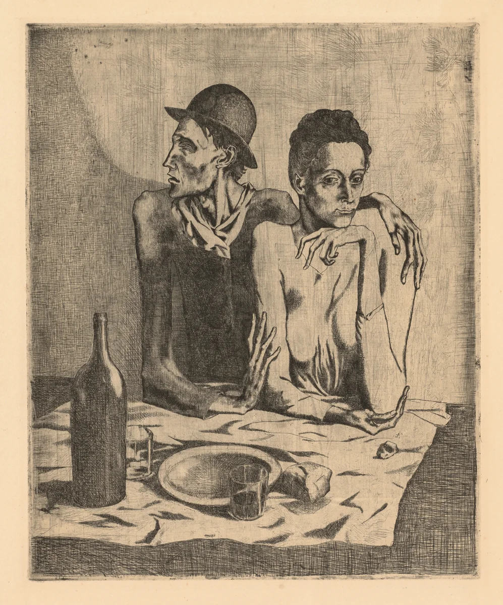 The Frugal Meal by Pablo Picasso, print, 1904-1913