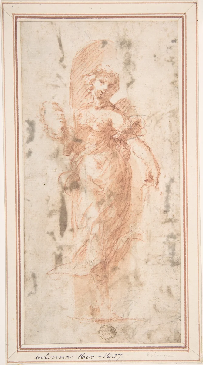 Allegorical Figure with Wreath by anonymous, drawing, 1600-1700