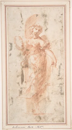 Allegorical Figure with Wreath by anonymous, drawing, 1600-1700