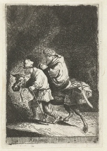 The flight into Egypt: small by anonymous, print, 1633