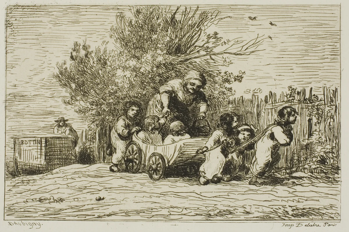 The Heritage of the Wagon (The Children with the Wagon) by Charles-François Daubigny, print, 1861