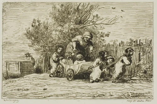 The Heritage of the Wagon (The Children with the Wagon) by Charles-François Daubigny, print, 1861