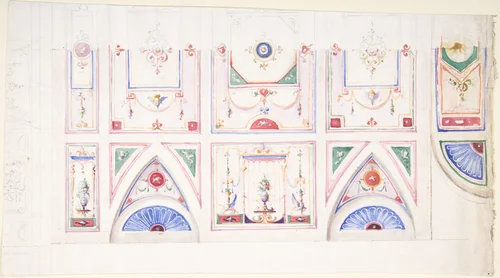 Design for a Painted Ceiling by anonymous, drawing, 1825-1875