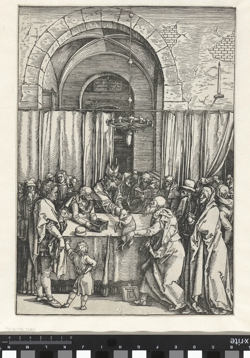 Het offer van Joachim wordt geweigerd by Unknown, print, 1502-1506