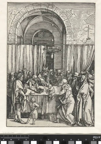 Het offer van Joachim wordt geweigerd by Unknown, print, 1502-1506
