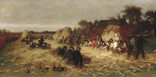 Corn Husking at Nantucket by Eastman Johnson, artwork, 1872-1875