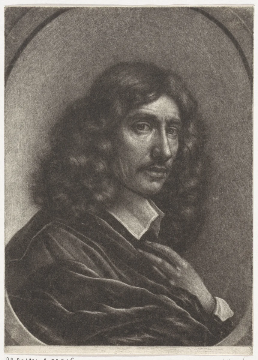 Portret van een man, naar rechts by Wallerant Vaillant, print, 1658-1677