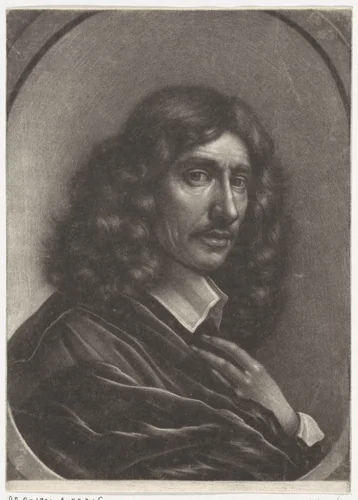 Portret van een man, naar rechts by Wallerant Vaillant, print, 1658-1677