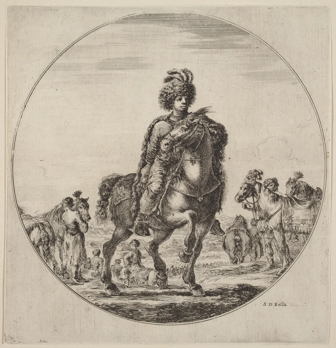 Hungarian Cavalier by Stefano della Bella, print, 1610-1664
