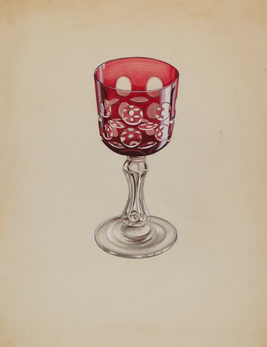Ruby Case-Glass Goblet by Robert Stewart, index of american design, 1936