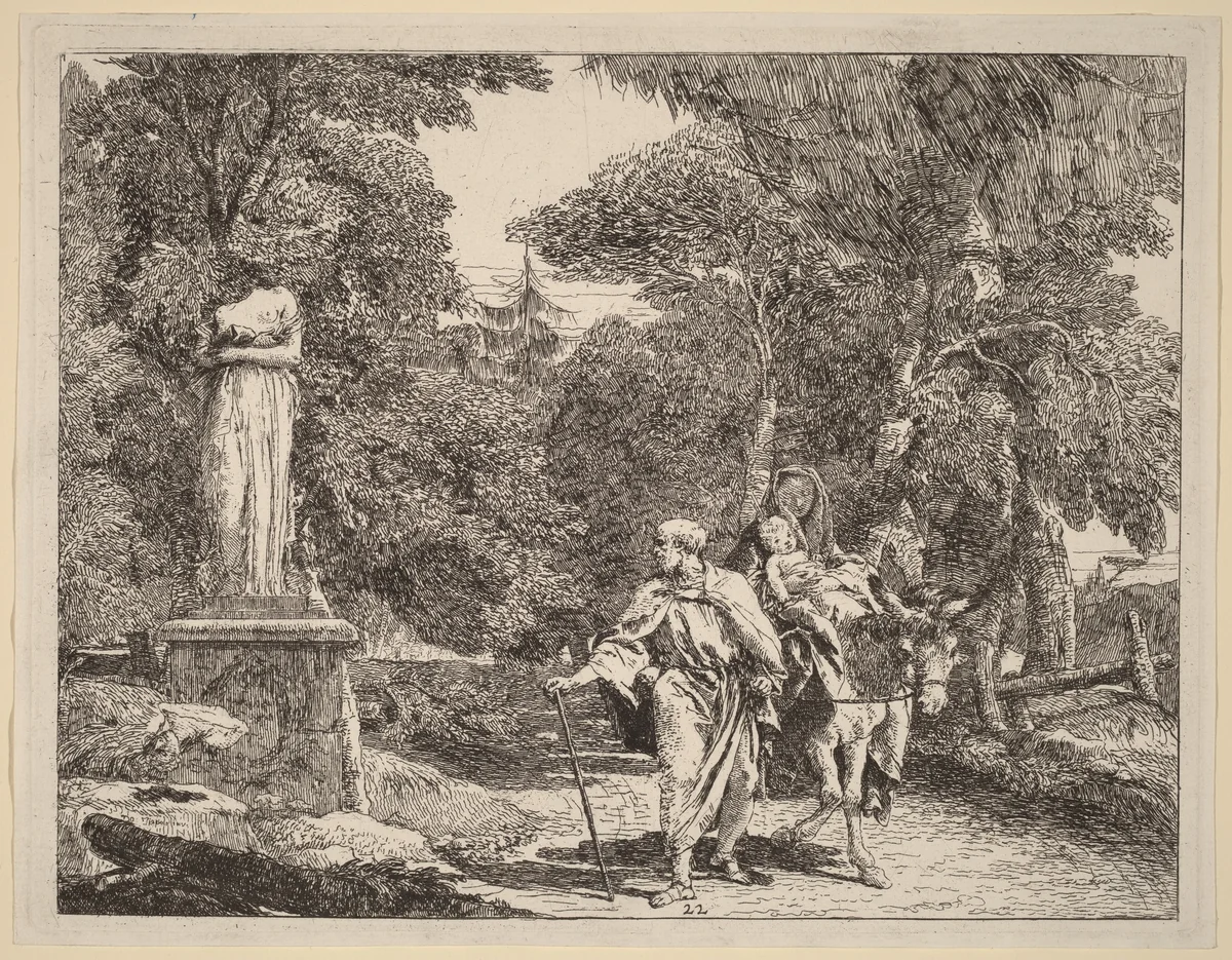 The Episode of the Falling Idol by Giovanni Domenico Tiepolo, print, 1753